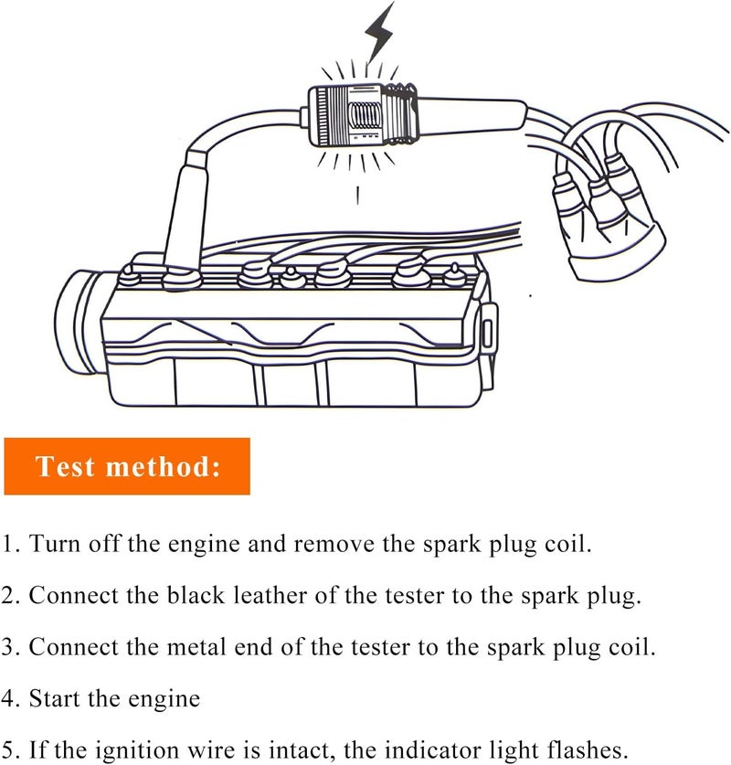 FSTURIOS Inline Spark Plug Tester, Plug in Straight Boot Motor Engine Ignition Lawnmower Checker, Universal Armature Diagnostic Detector Test Light for Check Ignition System - Image 5
